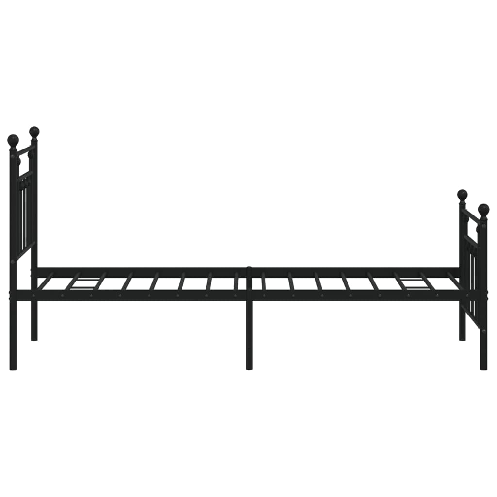 Estrutura de cama com cabeceira e pés 75x190 cm metal preto