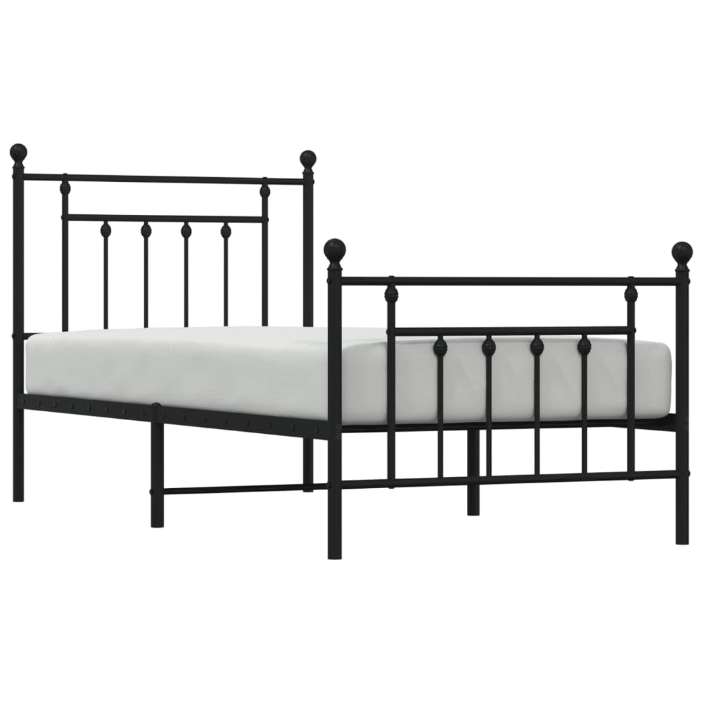 Estrutura de cama com cabeceira e pés 80x200 cm metal preto