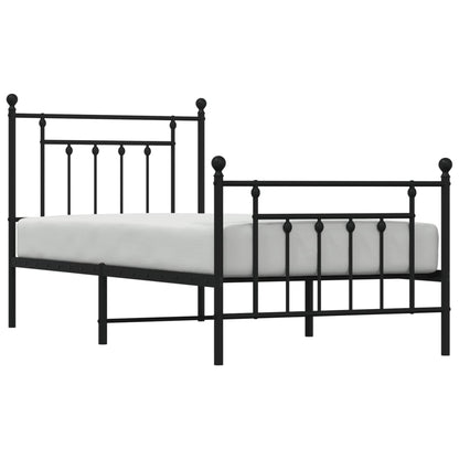 Estrutura de cama com cabeceira e pés 80x200 cm metal preto