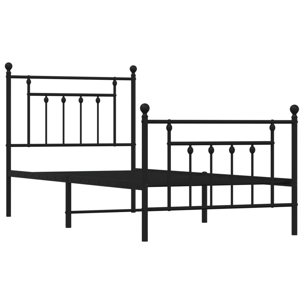 Estrutura de cama com cabeceira e pés 80x200 cm metal preto