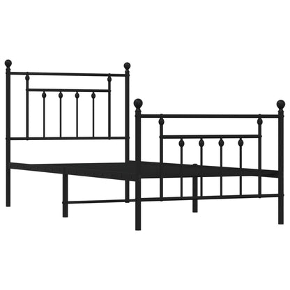 Estrutura de cama com cabeceira e pés 80x200 cm metal preto