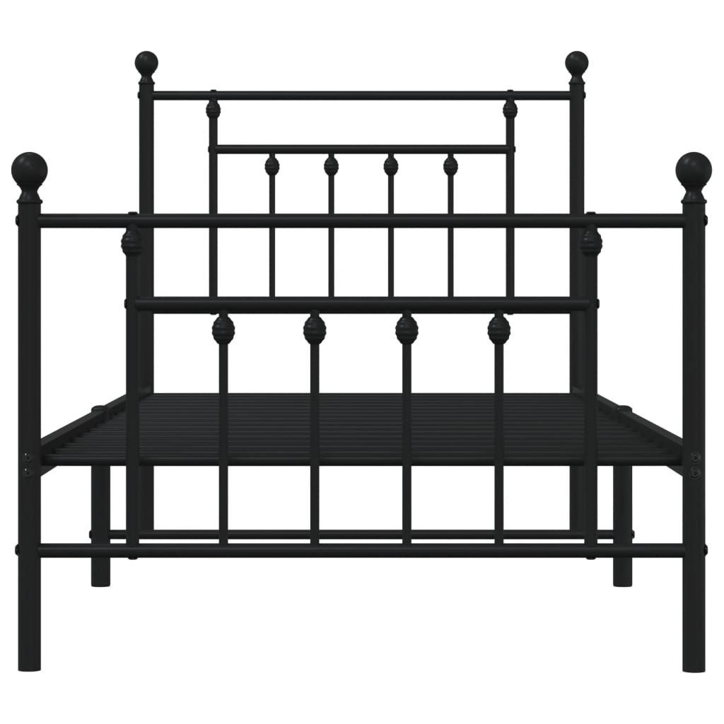 Estrutura de cama com cabeceira e pés 80x200 cm metal preto