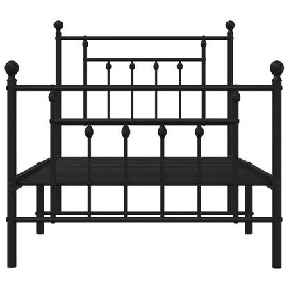 Estrutura de cama com cabeceira e pés 80x200 cm metal preto