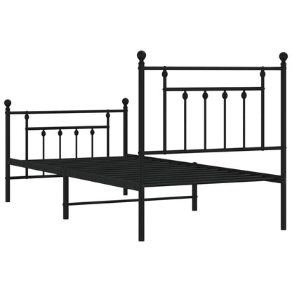 Estrutura de cama com cabeceira e pés 80x200 cm metal preto