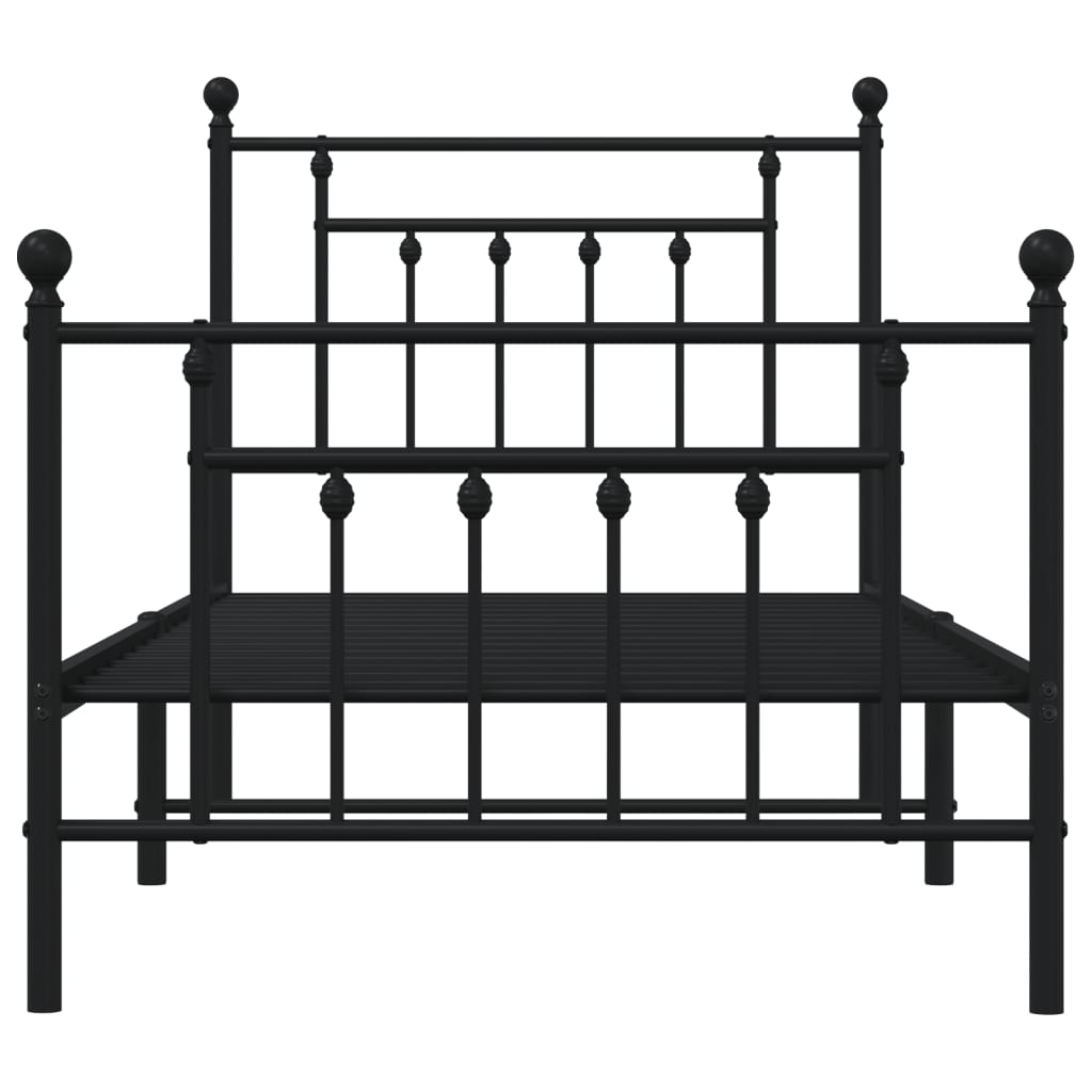 Estrutura de cama com cabeceira e pés 90x190 cm metal preto