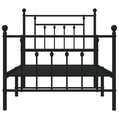 Estrutura de cama com cabeceira e pés 90x190 cm metal preto