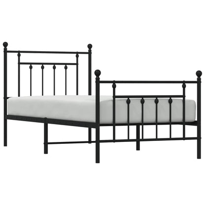 Estrutura de cama com cabeceira e pés 90x200 cm metal preto