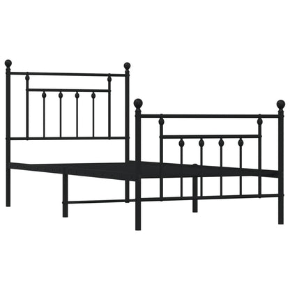 Estrutura de cama com cabeceira e pés 90x200 cm metal preto