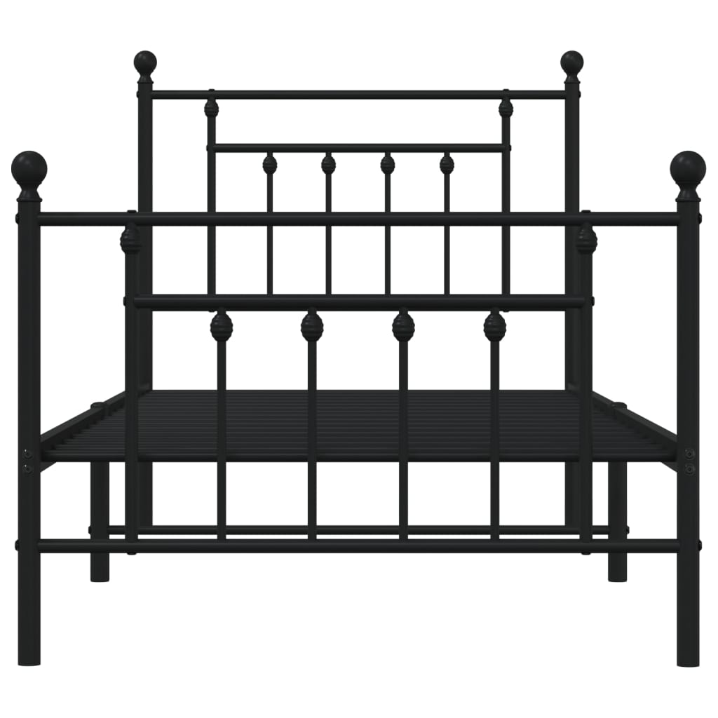 Estrutura de cama com cabeceira e pés 90x200 cm metal preto