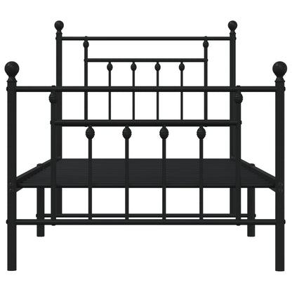 Estrutura de cama com cabeceira e pés 90x200 cm metal preto