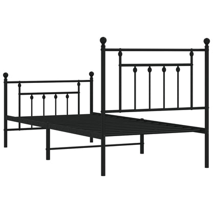 Estrutura de cama com cabeceira e pés 90x200 cm metal preto