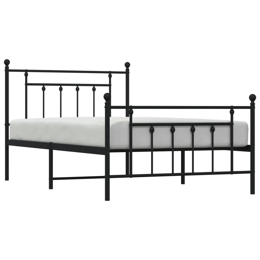 Estrutura de cama com cabeceira e pés 107x203 cm metal preto