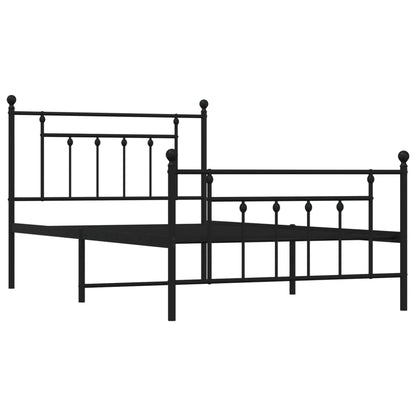 Estrutura de cama com cabeceira e pés 107x203 cm metal preto