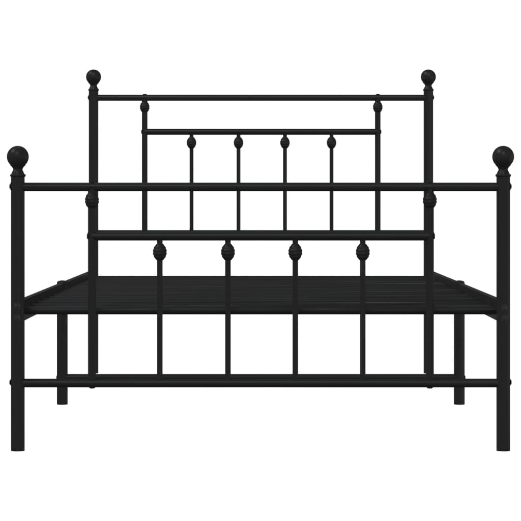 Estrutura de cama com cabeceira e pés 107x203 cm metal preto