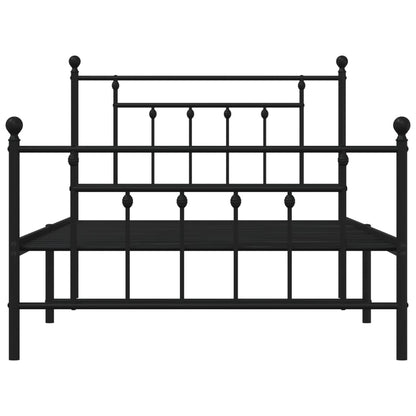 Estrutura de cama com cabeceira e pés 107x203 cm metal preto