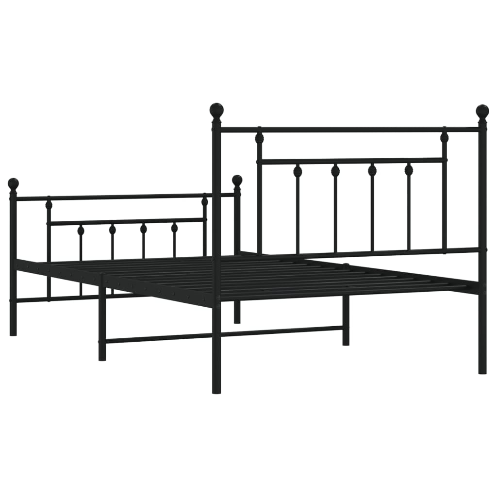 Estrutura de cama com cabeceira e pés 107x203 cm metal preto