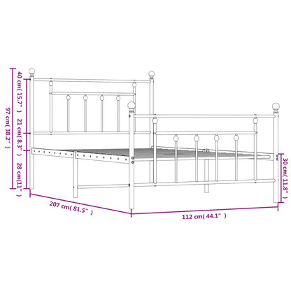 Estrutura de cama com cabeceira e pés 107x203 cm metal preto