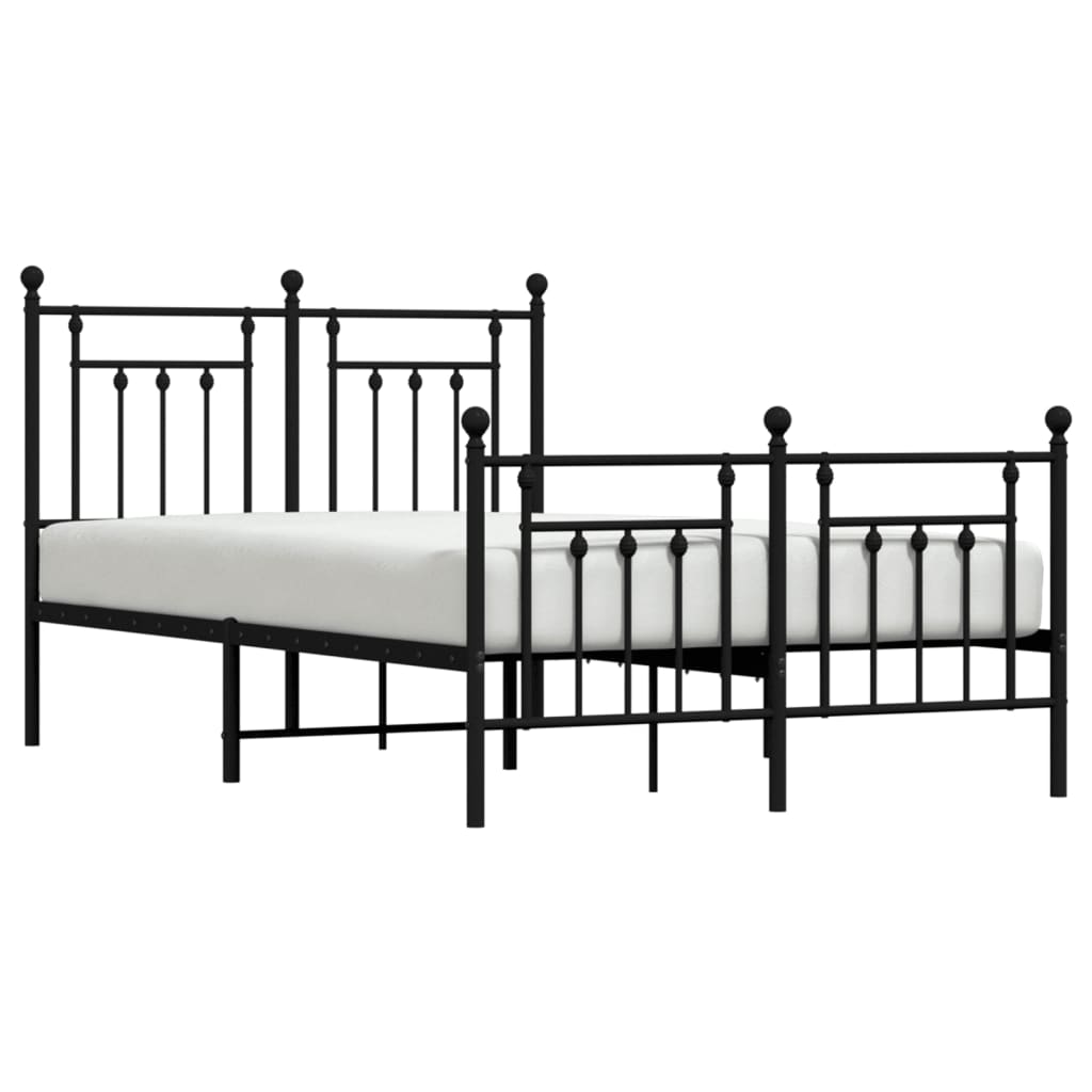 Estrutura de cama com cabeceira e pés 120x190 cm metal preto