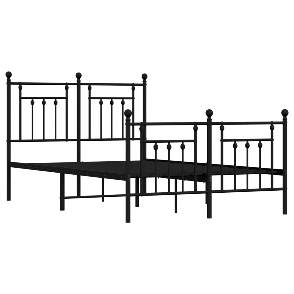 Estrutura de cama com cabeceira e pés 135x190 cm metal preto