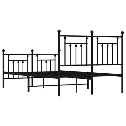 Estrutura de cama com cabeceira e pés 135x190 cm metal preto