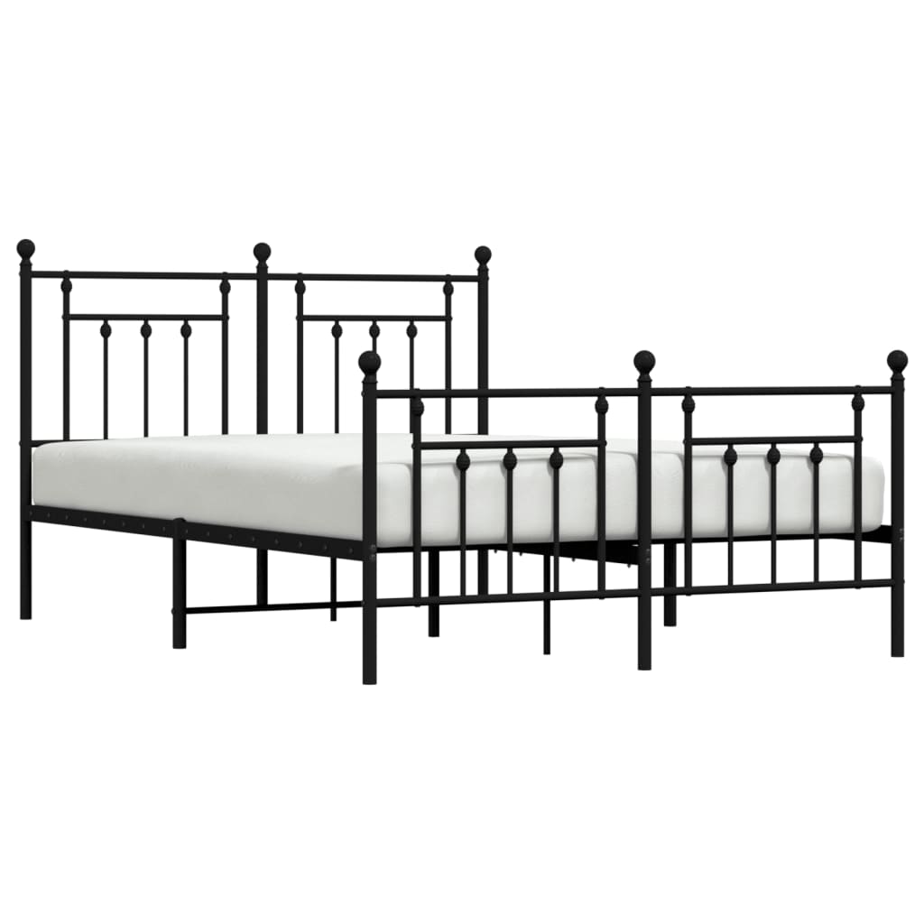 Estrutura de cama com cabeceira e pés 140x190 cm metal preto