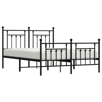 Estrutura de cama com cabeceira e pés 140x190 cm metal preto