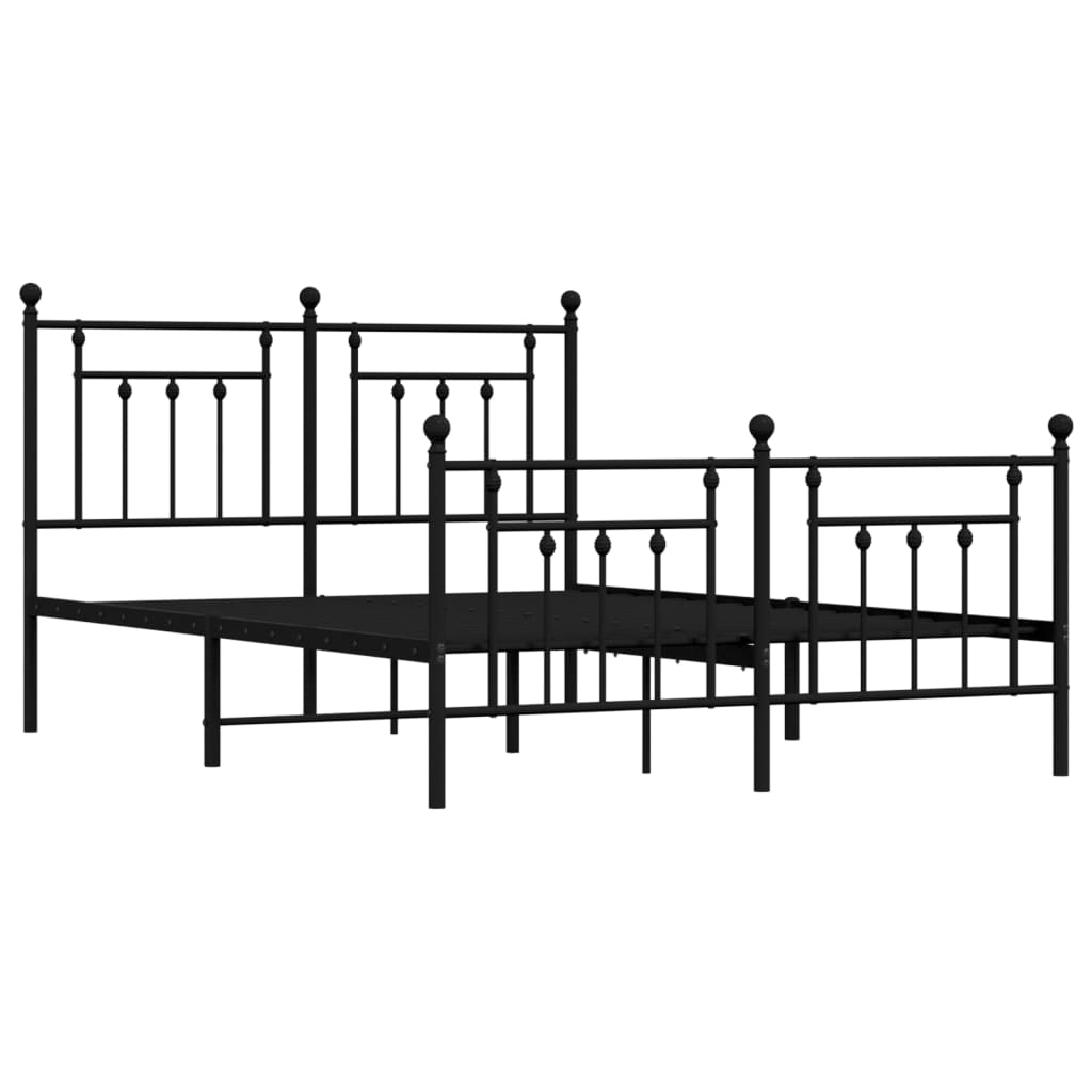 Estrutura de cama com cabeceira e pés 140x190 cm metal preto