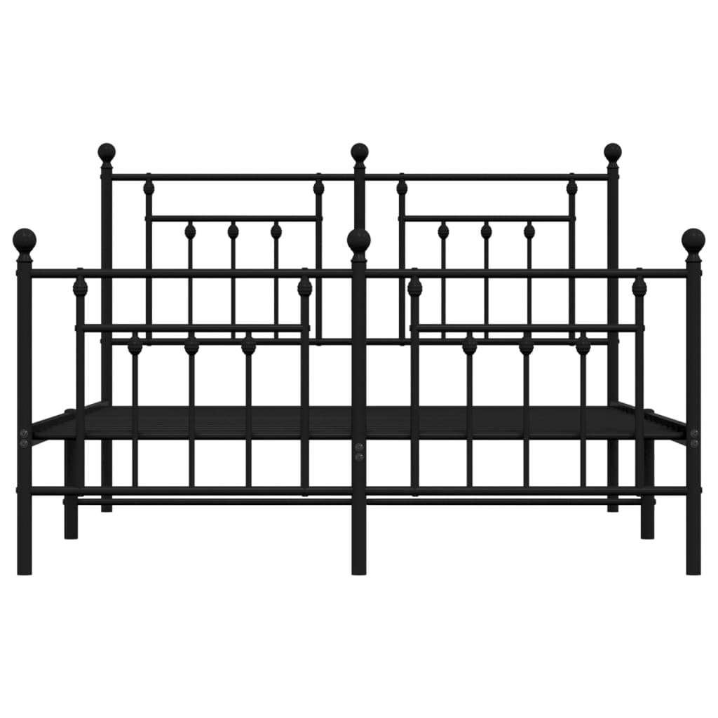 Estrutura de cama com cabeceira e pés 140x190 cm metal preto