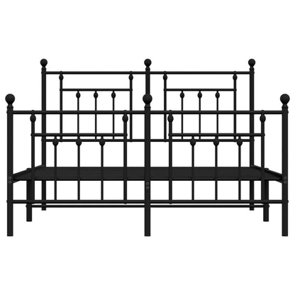 Estrutura de cama com cabeceira e pés 140x190 cm metal preto