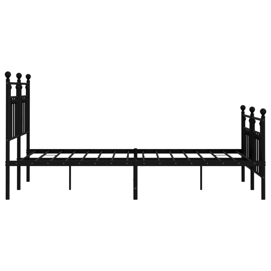 Estrutura de cama com cabeceira e pés 140x190 cm metal preto