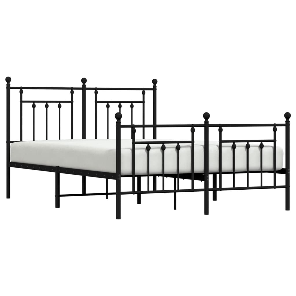 Estrutura de cama com cabeceira e pés 140x200 cm metal preto