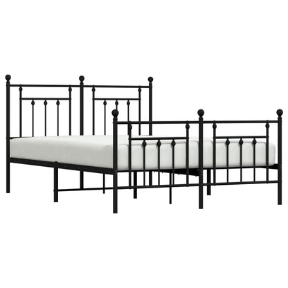 Estrutura de cama com cabeceira e pés 140x200 cm metal preto