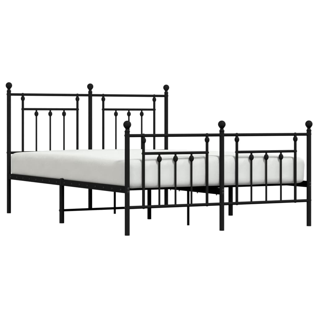 Estrutura de cama com cabeceira e pés 150x200 cm metal preto