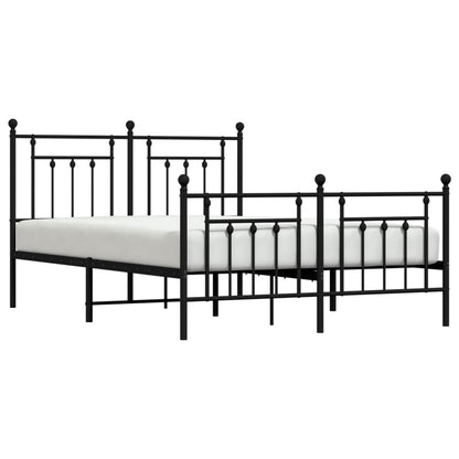 Estrutura de cama com cabeceira e pés 150x200 cm metal preto