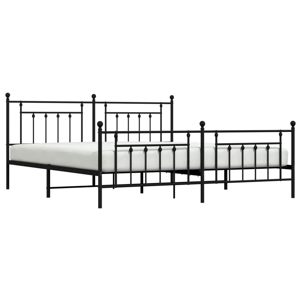 Estrutura de cama com cabeceira e pés 193x203 cm metal preto