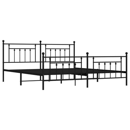 Estrutura de cama com cabeceira e pés 193x203 cm metal preto