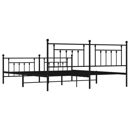 Estrutura de cama com cabeceira e pés 193x203 cm metal preto