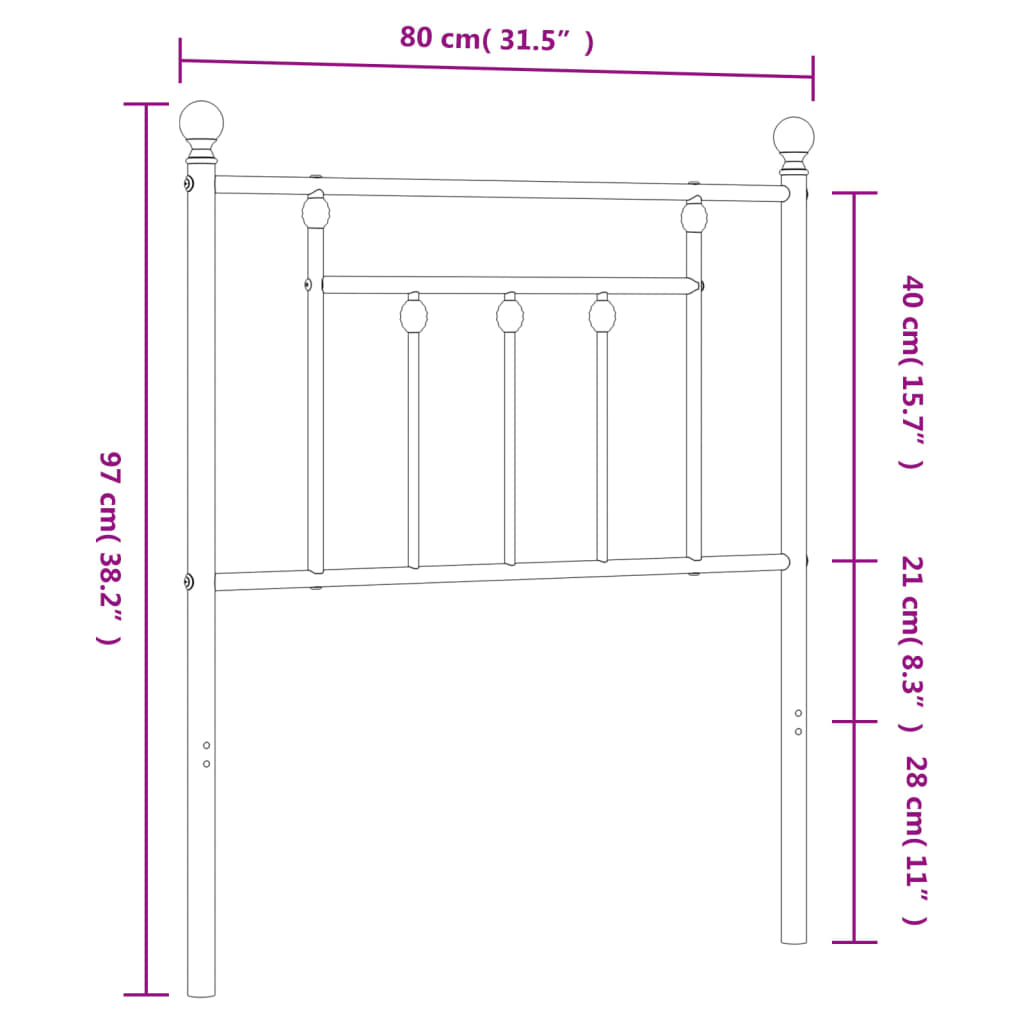 Cabeceira de cama 75 cm metal preto