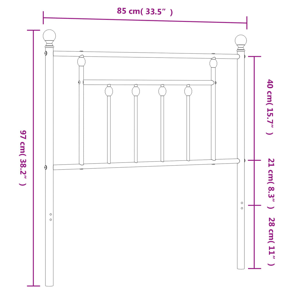 Cabeceira de cama 80 cm metal preto