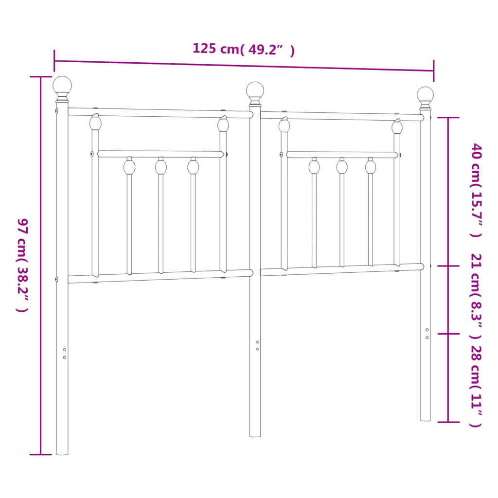 Cabeceira de cama 120 cm metal preto