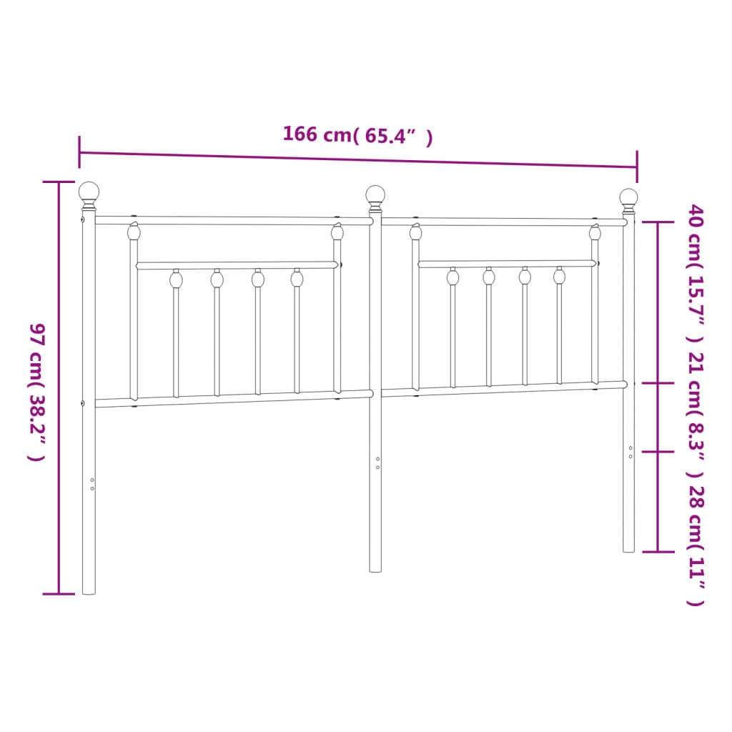 Cabeceira de cama 160 cm metal preto