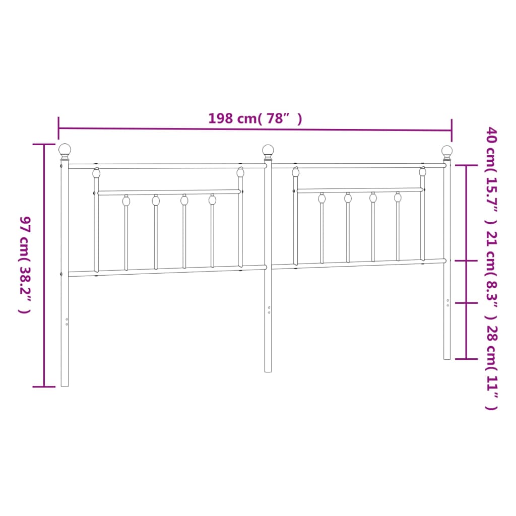 Cabeceira de cama 193 cm metal preto