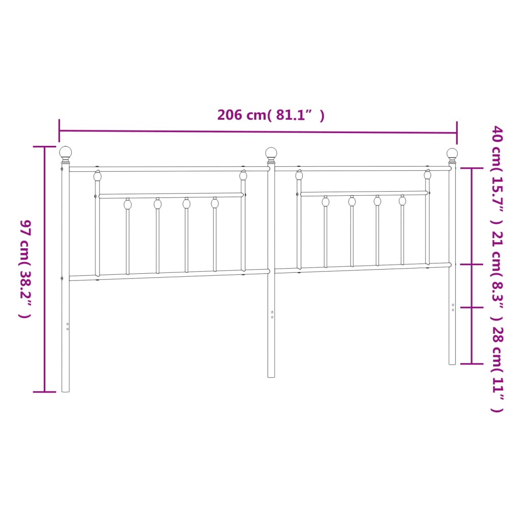 Cabeceira de cama 200 cm metal preto