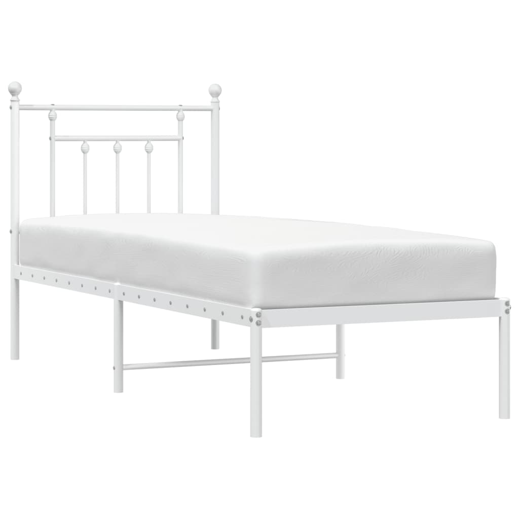 Estrutura de cama com cabeceira 75x190 cm metal branco