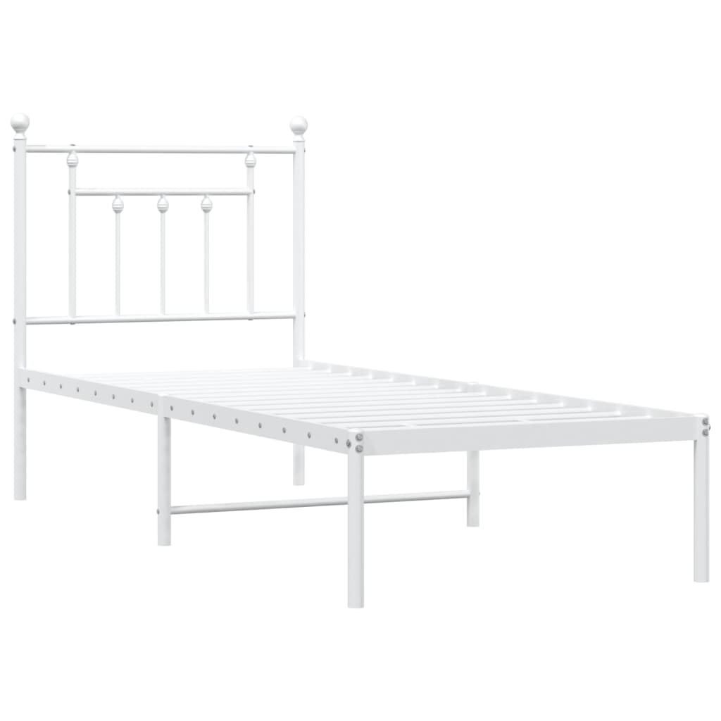 Estrutura de cama com cabeceira 75x190 cm metal branco