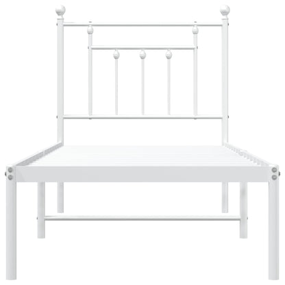 Estrutura de cama com cabeceira 75x190 cm metal branco