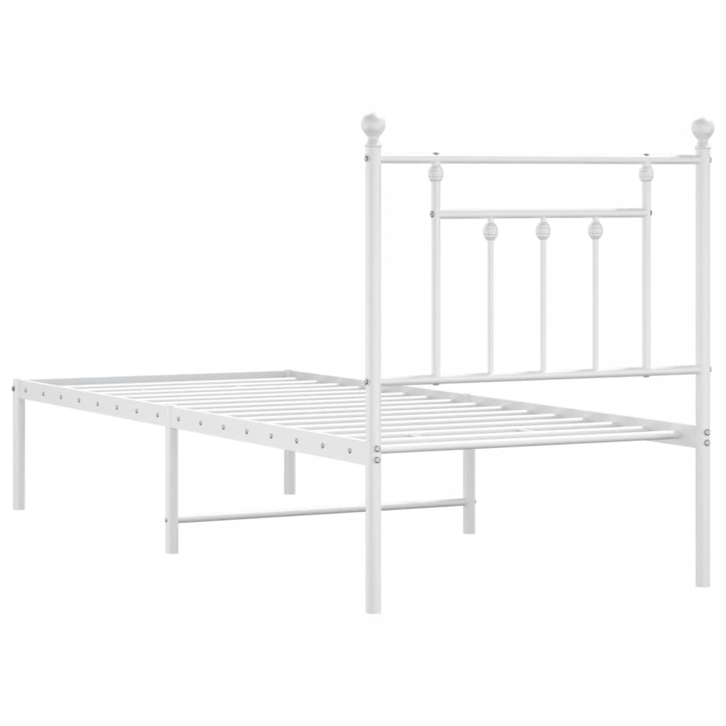 Estrutura de cama com cabeceira 75x190 cm metal branco