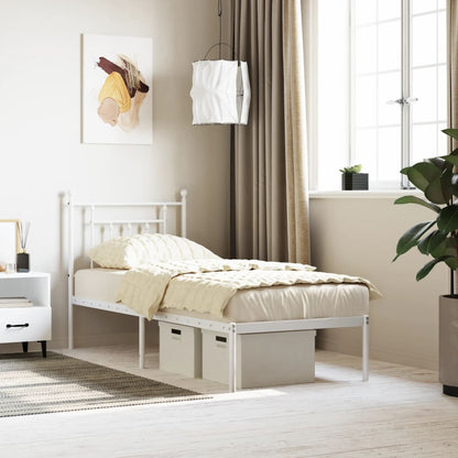 Estrutura de cama com cabeceira 75x190 cm metal branco