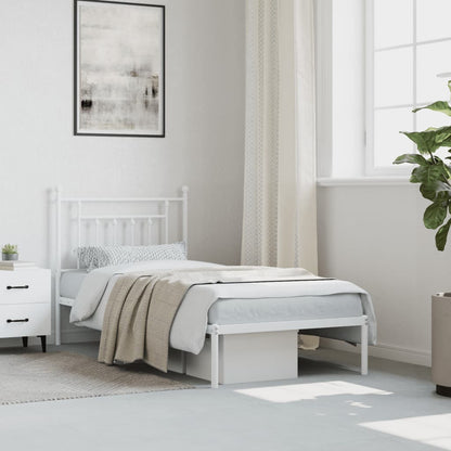 Estrutura de cama com cabeceira 90x190 cm metal branco