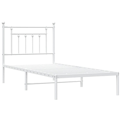 Estrutura de cama com cabeceira 90x190 cm metal branco